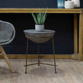 Orsina Antique Silver Concrete Bowl Side Table with Iron Base