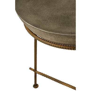 Orsina Antique Silver Concrete Bowl Side Table with Iron Base