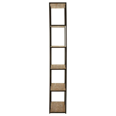 Orsina Mason 5-Tier Pinewood Shelf Unit – Industrial Black Iron Frame