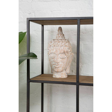 Orsina Mason 5-Tier Pinewood Shelf Unit – Industrial Black Iron Frame