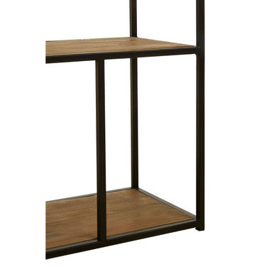 Orsina Mason 5-Tier Pinewood Shelf Unit – Industrial Black Iron Frame