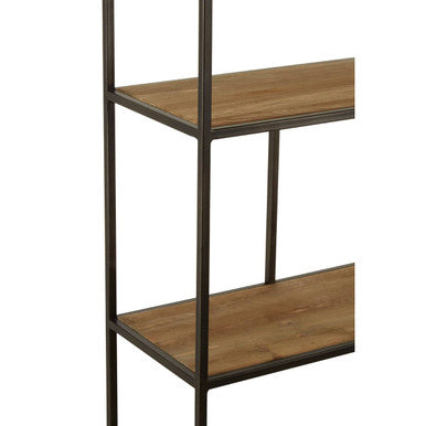 Orsina Mason 5-Tier Pinewood Shelf Unit – Industrial Black Iron Frame