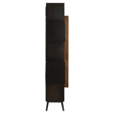 Orsina Mason Industrial Black Iron and Pinewood Shelf Unit with Wine Storage