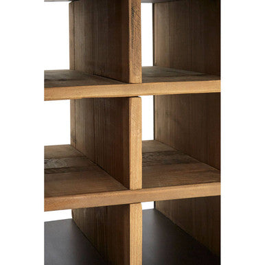 Orsina Mason Industrial Black Iron and Pinewood Shelf Unit with Wine Storage