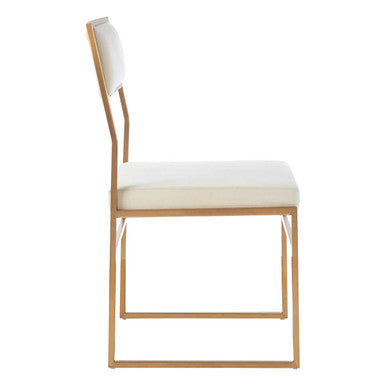 Orsina Mian Milky White Velvet Dining Chair | Brushed Gold Steel Frame