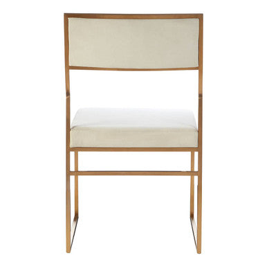 Orsina Mian Milky White Velvet Dining Chair | Brushed Gold Steel Frame