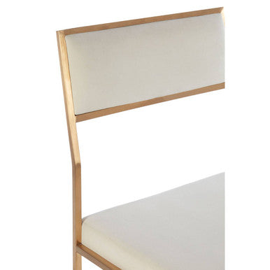 Orsina Mian Milky White Velvet Dining Chair | Brushed Gold Steel Frame