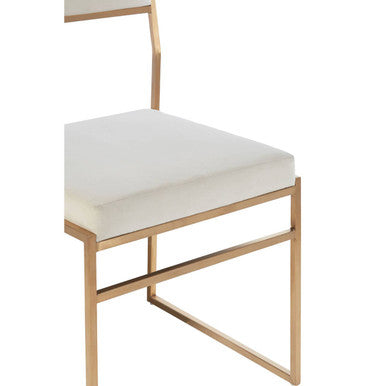 Orsina Mian Milky White Velvet Dining Chair | Brushed Gold Steel Frame