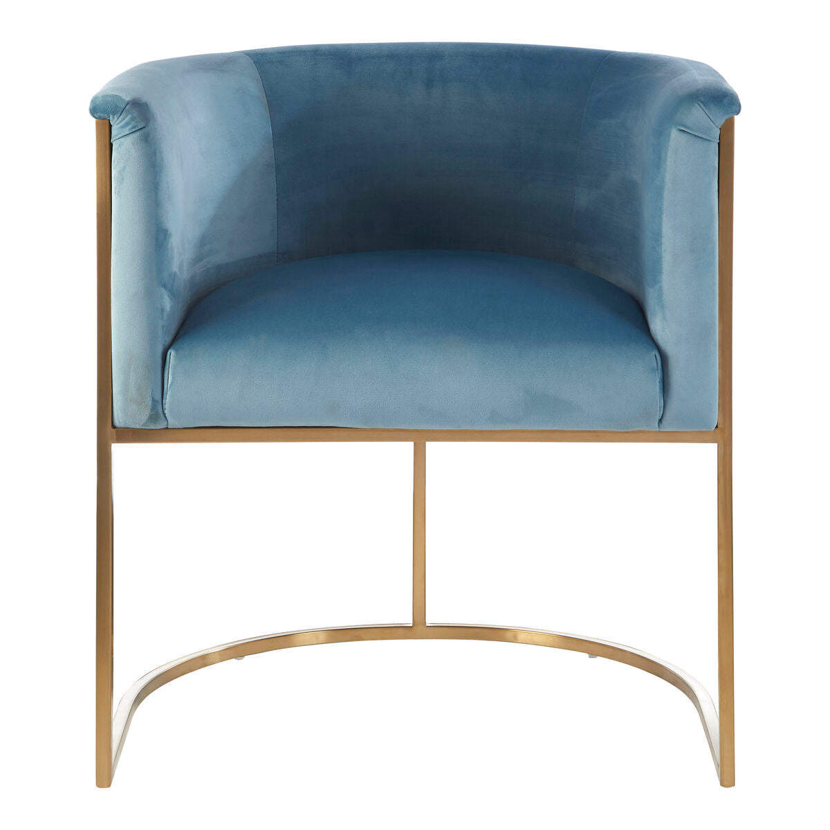 Orsina Mias Blue Velvet Accent Chair with Gold Stainless Steel Frame