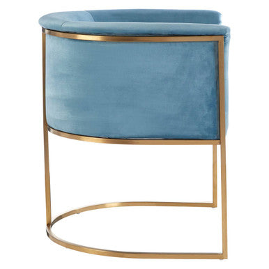 Orsina Mias Blue Velvet Accent Chair with Gold Stainless Steel Frame