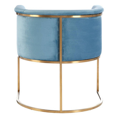 Orsina Mias Blue Velvet Accent Chair with Gold Stainless Steel Frame