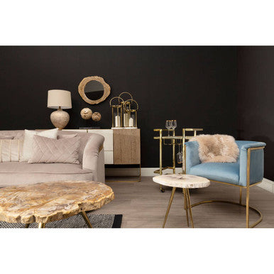 Orsina Mias Blue Velvet Accent Chair with Gold Stainless Steel Frame