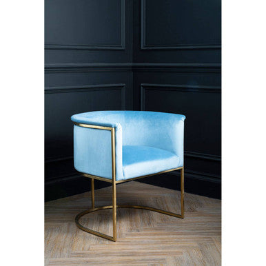 Orsina Mias Blue Velvet Accent Chair with Gold Stainless Steel Frame