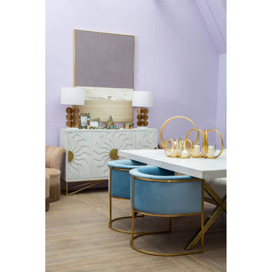 Orsina Mias Blue Velvet Accent Chair with Gold Stainless Steel Frame