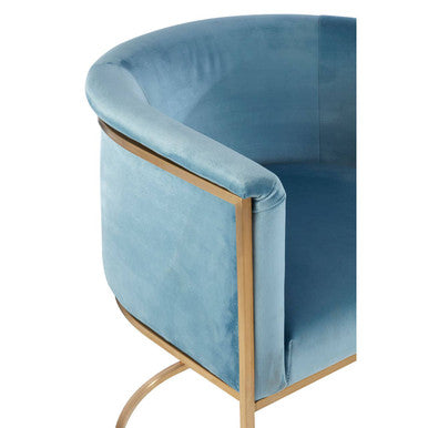 Orsina Mias Blue Velvet Accent Chair with Gold Stainless Steel Frame