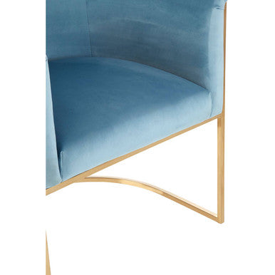 Orsina Mias Blue Velvet Accent Chair with Gold Stainless Steel Frame