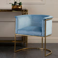 Orsina Mias Blue Velvet Accent Chair with Gold Stainless Steel Frame