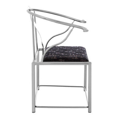 Orsina Yasmin Black Velvet Dining Chair with Stainless Steel Frame
