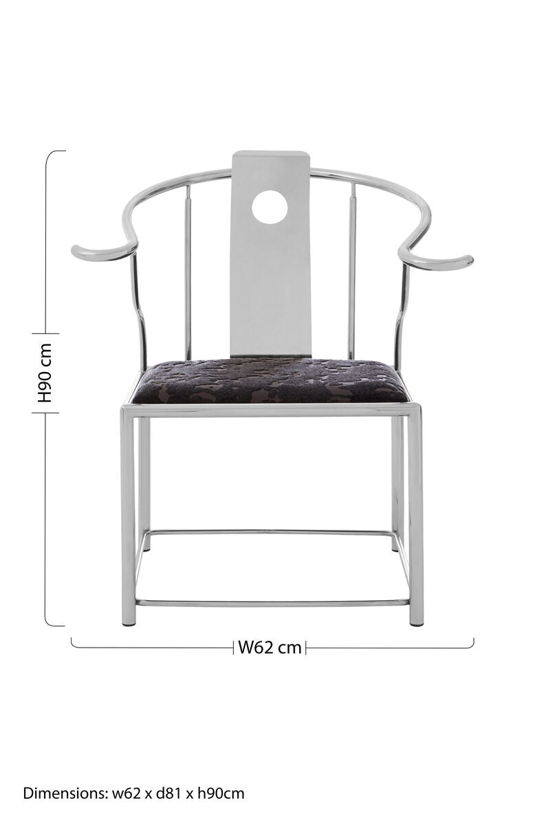 Orsina Yasmin Black Velvet Dining Chair with Stainless Steel Frame