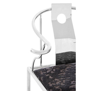 Orsina Yasmin Black Velvet Dining Chair with Stainless Steel Frame