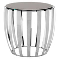 Orsina Yasmin Side Table | Black Tempered Glass & Silver Stainless Steel