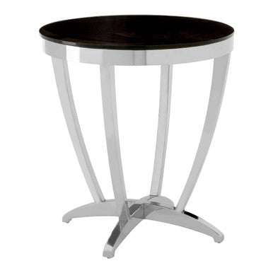 Orsina Yasmin Side Table – Black Tempered Glass & Silver Stainless Steel
