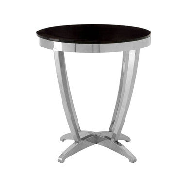 Orsina Yasmin Side Table – Black Tempered Glass & Silver Stainless Steel