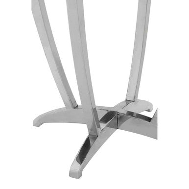 Orsina Yasmin Side Table – Black Tempered Glass & Silver Stainless Steel