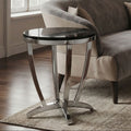 Orsina Yasmin Side Table – Black Tempered Glass & Silver Stainless Steel