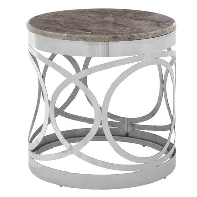 Orsina Yasmin White Marble Side Table | Stainless Steel Base