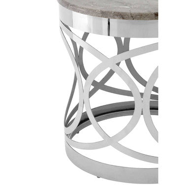 Orsina Yasmin White Marble Side Table | Stainless Steel Base