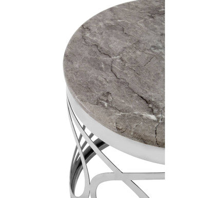 Orsina Yasmin White Marble Side Table | Stainless Steel Base