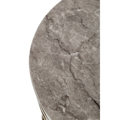 Orsina Yasmin White Marble Side Table | Stainless Steel Base