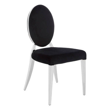 Orsina Yasmin Black Velvet Dining Chair with Silver Stainless Steel