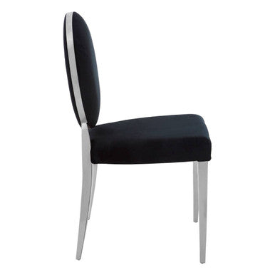Orsina Yasmin Black Velvet Dining Chair with Silver Stainless Steel