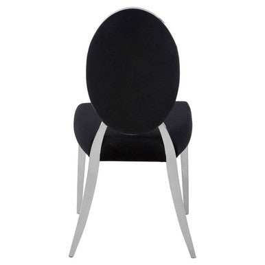 Orsina Yasmin Black Velvet Dining Chair with Silver Stainless Steel