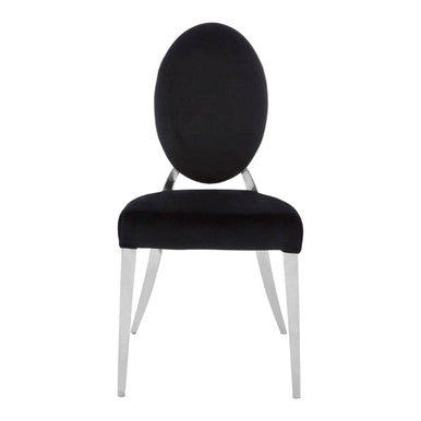 Orsina Yasmin Black Velvet Dining Chair with Silver Stainless Steel