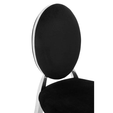 Orsina Yasmin Black Velvet Dining Chair with Silver Stainless Steel
