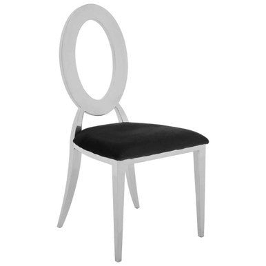 Orsina Yasmin Black Velvet Dining Chair | Oval Back & Silver Frame