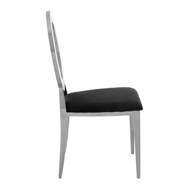 Orsina Yasmin Black Velvet Dining Chair | Oval Back & Silver Frame