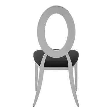 Orsina Yasmin Black Velvet Dining Chair | Oval Back & Silver Frame