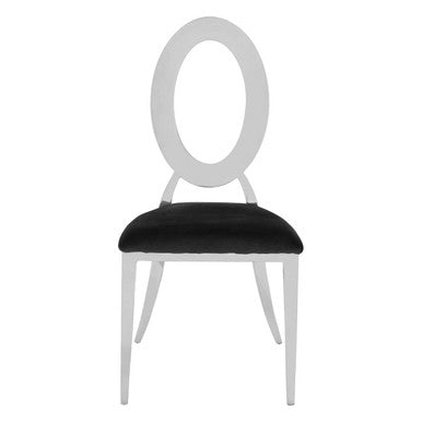 Orsina Yasmin Black Velvet Dining Chair | Oval Back & Silver Frame