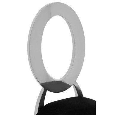 Orsina Yasmin Black Velvet Dining Chair | Oval Back & Silver Frame