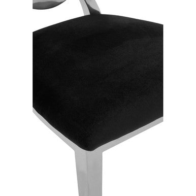 Orsina Yasmin Black Velvet Dining Chair | Oval Back & Silver Frame