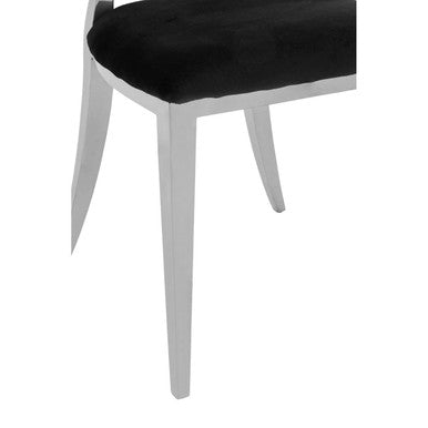 Orsina Yasmin Black Velvet Dining Chair | Oval Back & Silver Frame