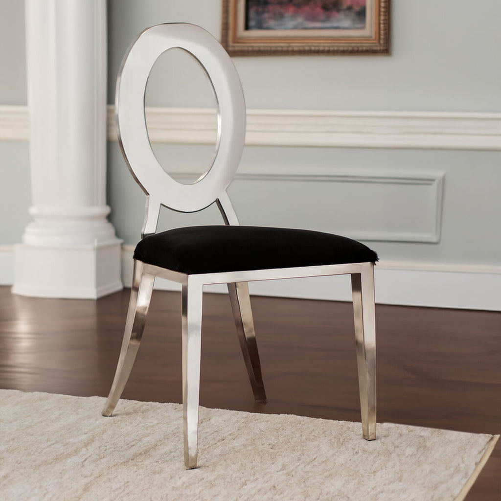 Orsina Yasmin Black Velvet Dining Chair | Oval Back & Silver Frame