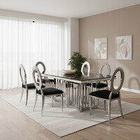 Orsina Yasmin Black Velvet Dining Chair | Oval Back & Silver Frame