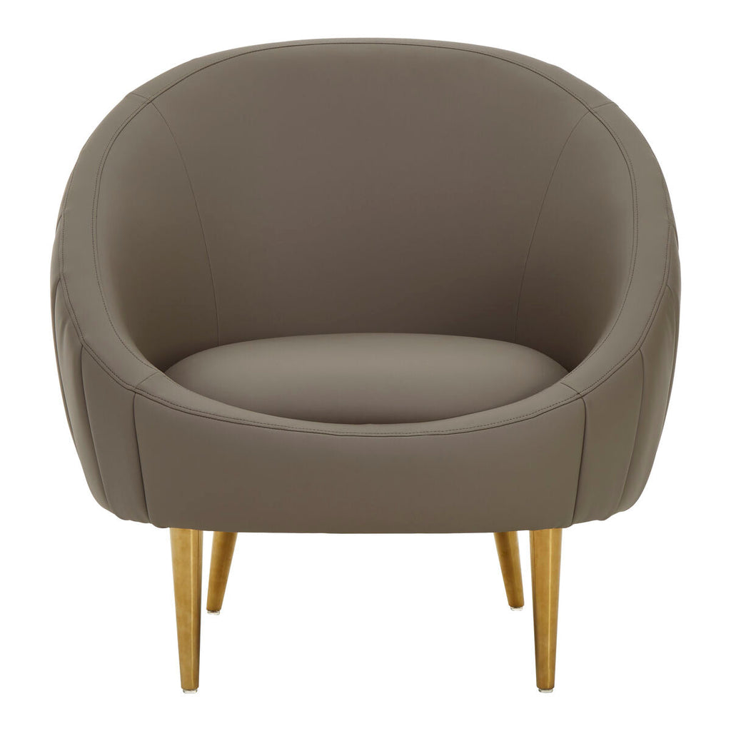 Orsina Lagero Brown Faux Leather Cocoon Chair with Gold Legs