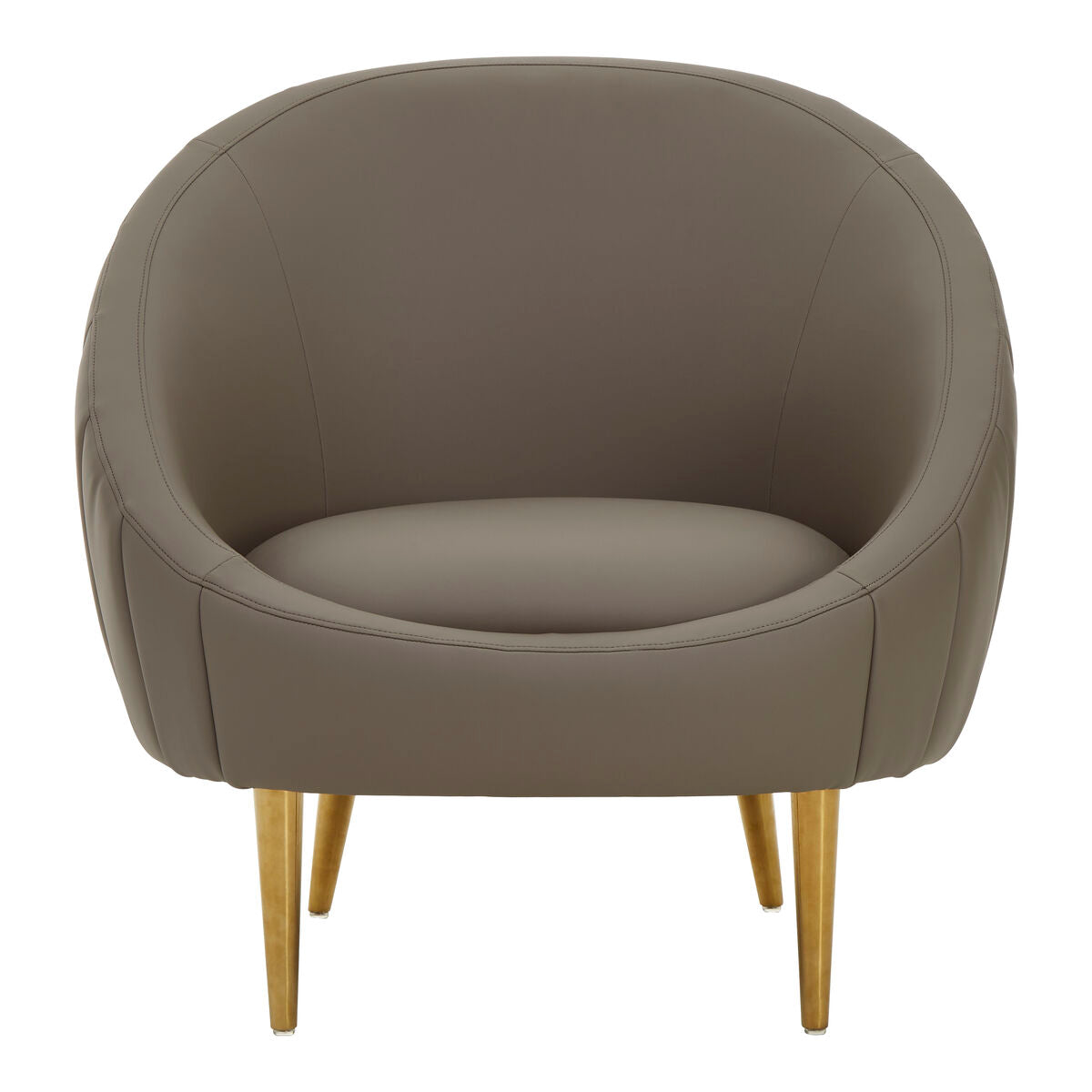 Orsina Lagero Brown Faux Leather Cocoon Chair with Gold Legs