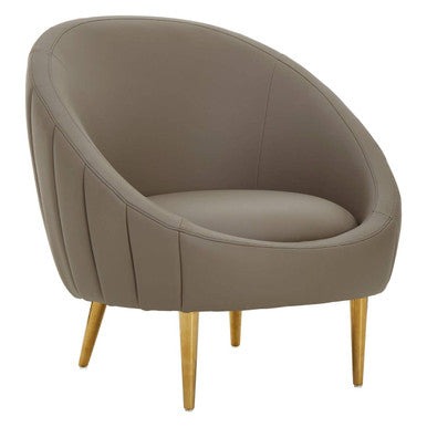 Orsina Lagero Brown Faux Leather Cocoon Chair with Gold Legs